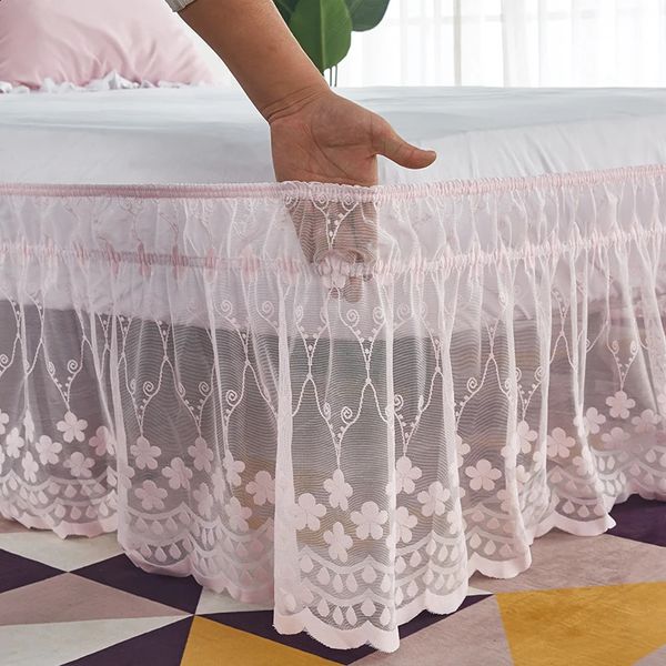 18-inch drop pleated lace bedding with durable elastic band