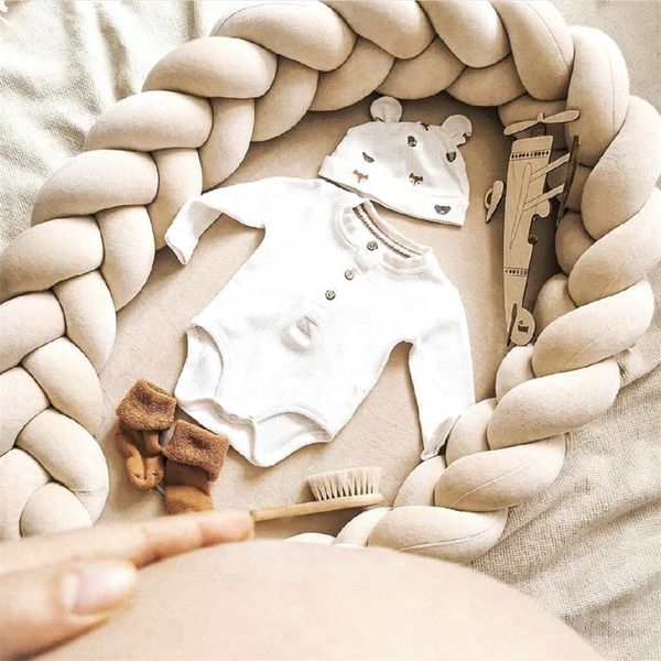 1M2M4M baby bedding set for boys and girls, featuring a crib protector with knot braid pillow cushion for nursery decor