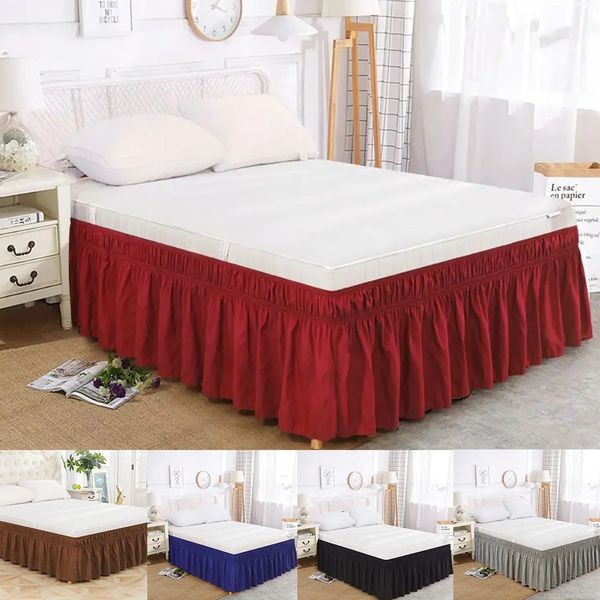 1PC Elastic Bed Skirt – Soft, Comfortable Wrap-Around Fade-Resistant Bed Cover Protector, King Size 241216