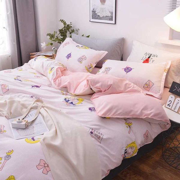 3/4 piece cute cotton bedding set for girls, premium soft duvet cover in king/queen/full/twin sizes with matching pillowcases C241021