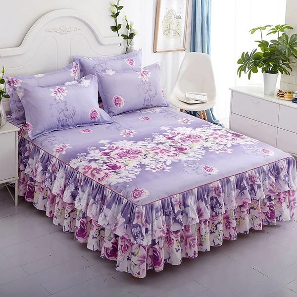 3-piece bedding set with 2 pillowcases for wedding beds, including bed skirt, sheet and mattress cover in full, twin, queen and king sizes