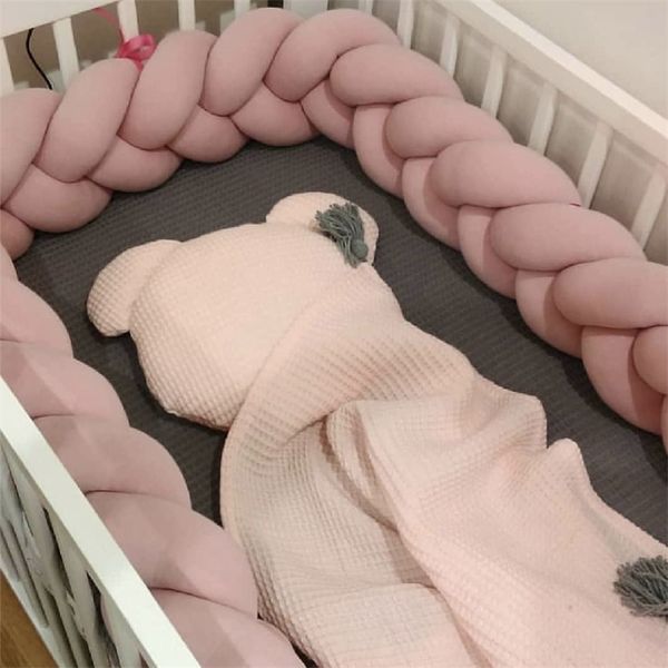 4M Bedding Set for Newborn Baby Cot with Protective Knot Braid Pillow and Anti-Collision Crib Bumper 220531