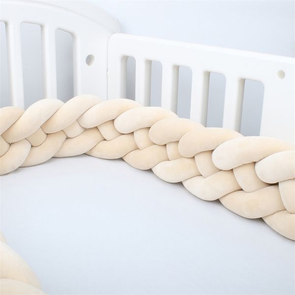 4-strand braided knot bed bumper for nursery cribs, available in 12cm and 15cm heights as baby bedding room decor