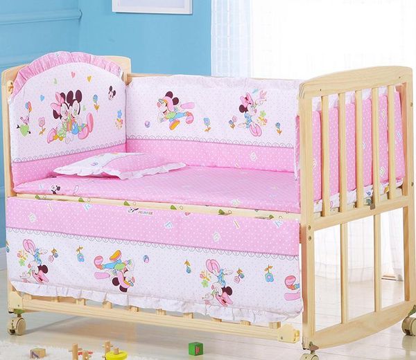 5-piece cartoon animal crib bumper set for newborns, soft cotton infant bedding protector with room decor