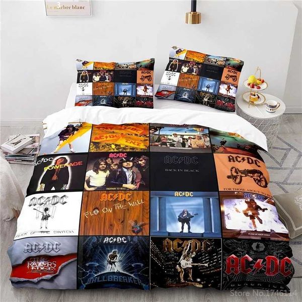 AC DC Rock Band 3D Printed Bedding Set with Soft Duvet Cover, Quilt Cover and Pillowcases for Kids and Adults