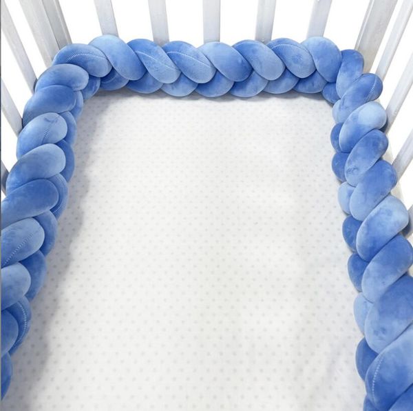 Baby crib bedding set with bumper, cot protector, and knot braid pillow cushion for safety and comfort