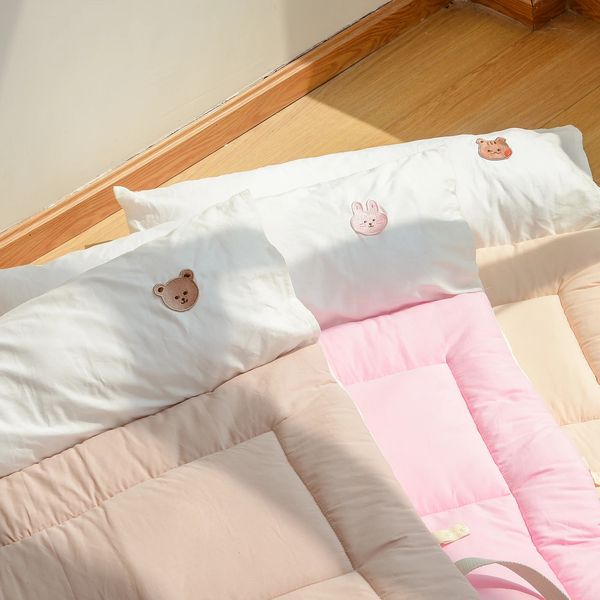 Baby's kindergarten printed cotton four-season thick nap mattress with portable pillow