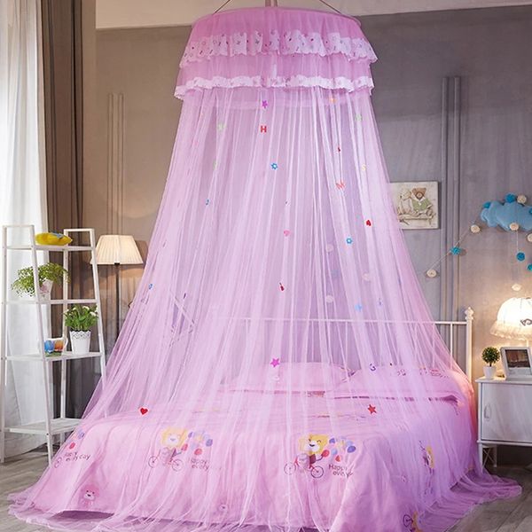 Bed canopy with lace and ruffles for girls' and babies' dome beds