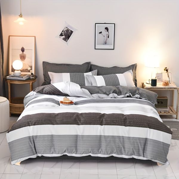 Bedding Sets Three piece streak Quilt cover Pillowcases Luxury Cool Breathable All Seasons Stylish Comfortable Quick-drying King Queen Size  

Three-piece bedding set with quilt cover and pillowcas...