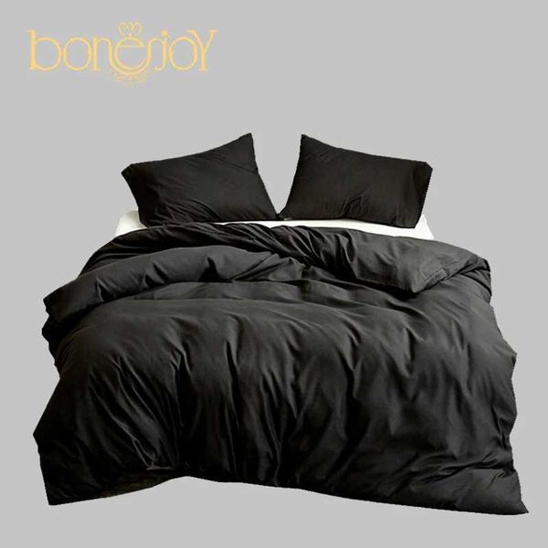 Bonenjoy Queen Size Black Duvet Cover - Microfiber Bedding Set (Pillowcases Sold Separately)