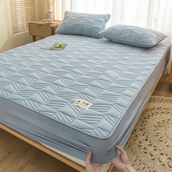 Breathable cotton mattress pad with soft cover and elastic fitted sheet for single to king beds
