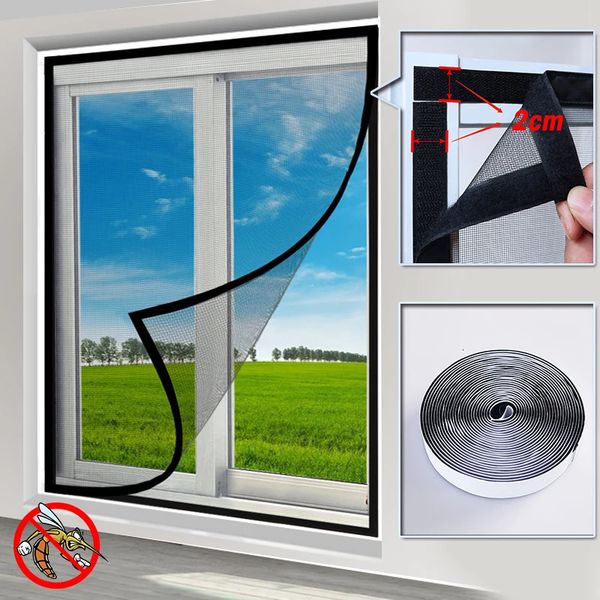 Custom-sized fiberglass window screens to keep out mosquitoes and flies, available in black tulle mesh