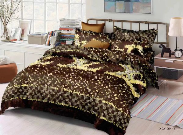 Designer Classic Brown Printed Duvet and Pillow Cover Set - 4-Piece Pure Cotton Bedding for 1.8m/2m Beds