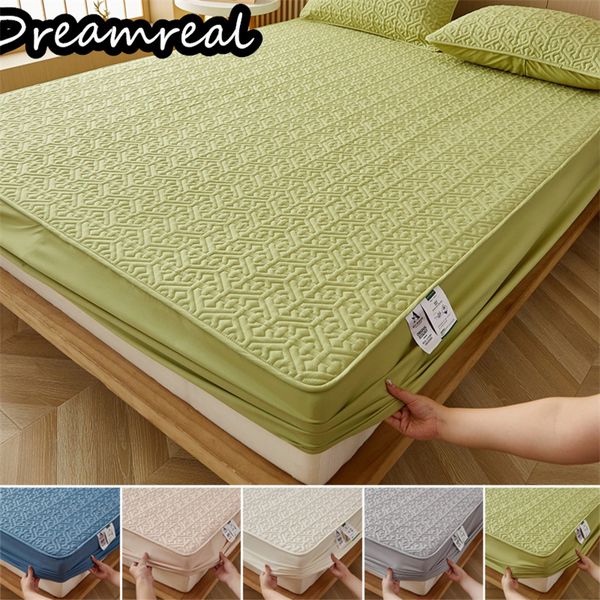 Dreamreal Thick Quilted Mattress Pure Cotton Pad Protector Anti-Bacterial Double Queen King Size Bed Cover Customized