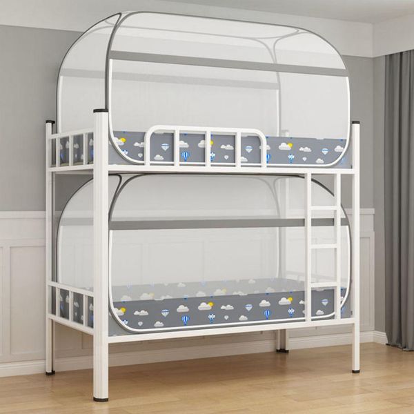 Foldable three-door yurt mosquito net with spacious design for student bunk beds, universal fit and easy square roof installation