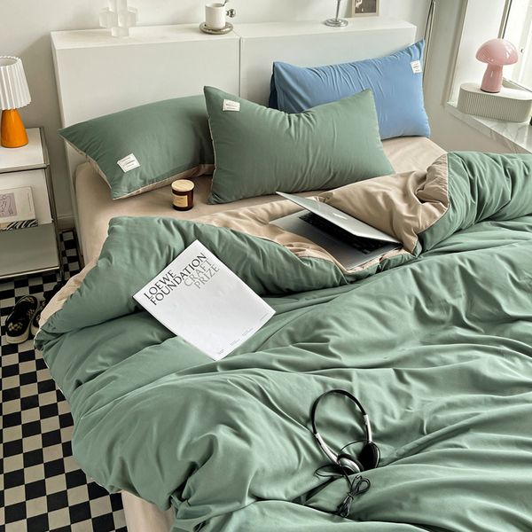 Ground Washed Cotton Solid Color Double Spell Simple Duvet Cover