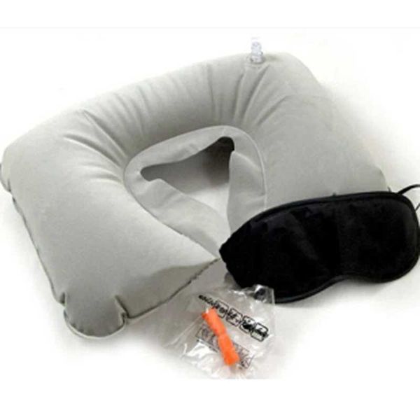 Inflatable U-shaped travel pillow for neck and head support during trips