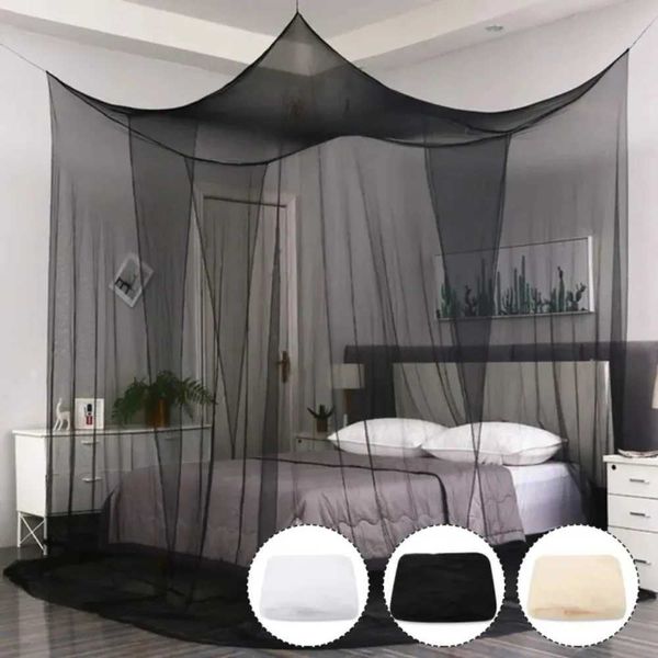 Mosquito net square with four corner pillars, portable and elegant for outdoor insect protection, a household textile essential