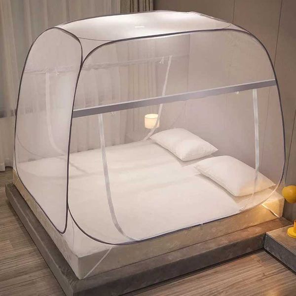 Mosquito net tent with one-click folding, zippered double doors, full bottom design, and Mongolian yurt style for double beds, new in 2024