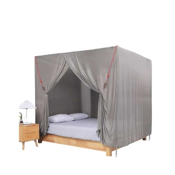 Mosquito net with anti-radiation square design and single door, offering EMF protection as a bed cover