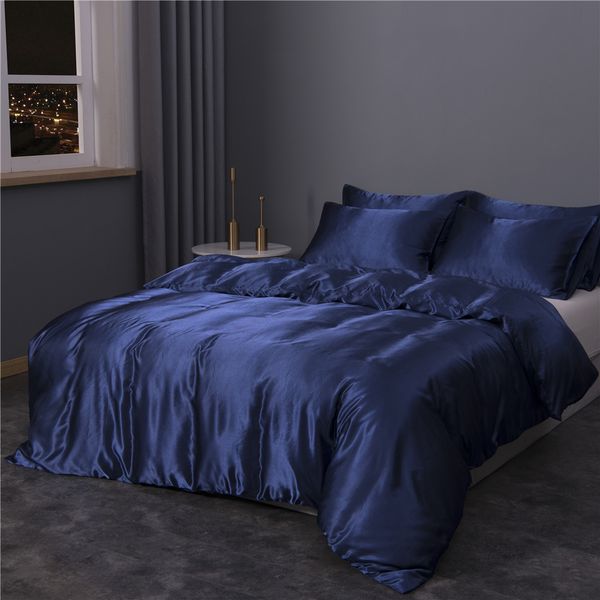New polyester ice silk duvet cover sets with matching pillowcases for adults and kids