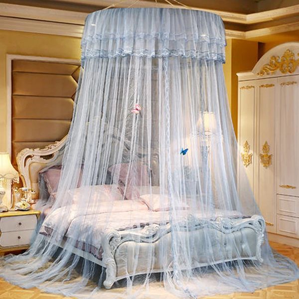 Round cotton canopy mosquito net with 1.2m diameter for double beds, ideal for home and garden use