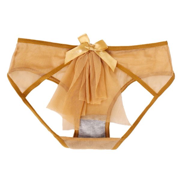 Sheer mesh lingerie with open back and crotch, adorned with a bow for sensual appeal