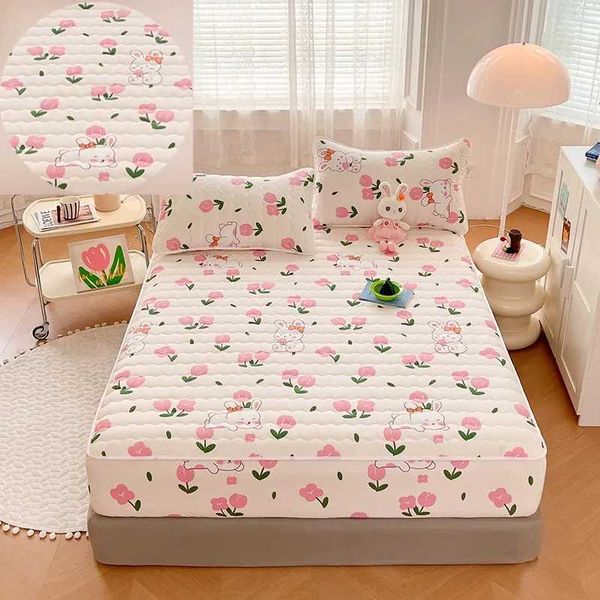 Single/double size rabbit print mattress cover for kids, 200X220cm, anti-mite W240907