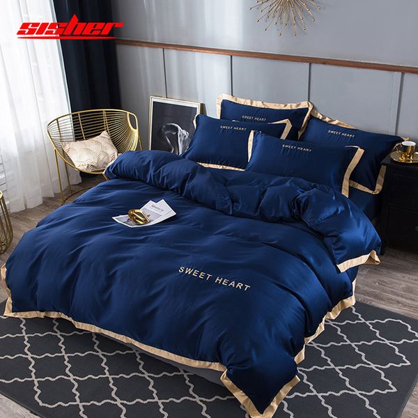 Sisher 4-piece bedding set includes flat sheet, duvet cover, and quilt covers in king or queen sizes for comfortable sleep