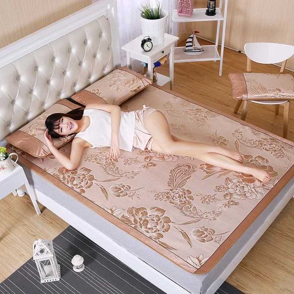 Summer ice silk 3-piece foldable cooling pad set, thick 1.8m/1.5m air-conditioned dorm mattress W240907