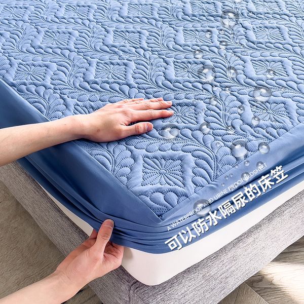 Thick waterproof fitted mattress protector for quiet, breathable comfort on twin to king beds