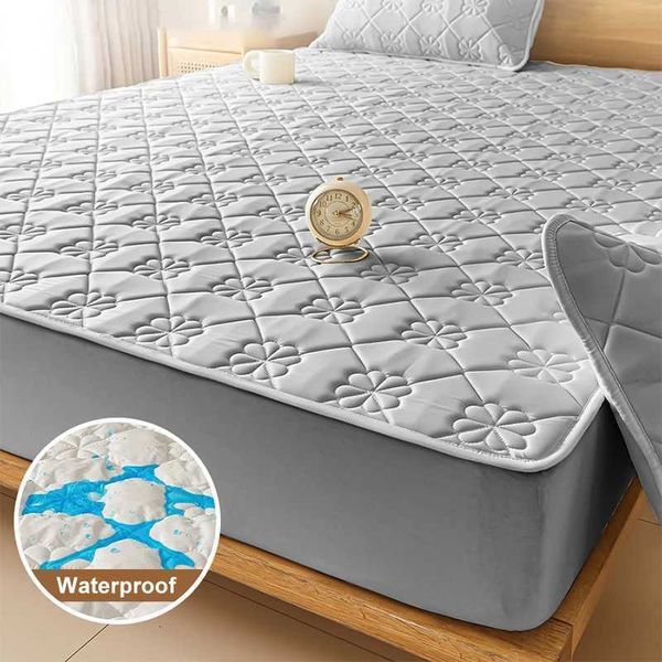 Waterproof elastic protective bed pad cover, large solid latex sheet for 150/160/180x200cm beds