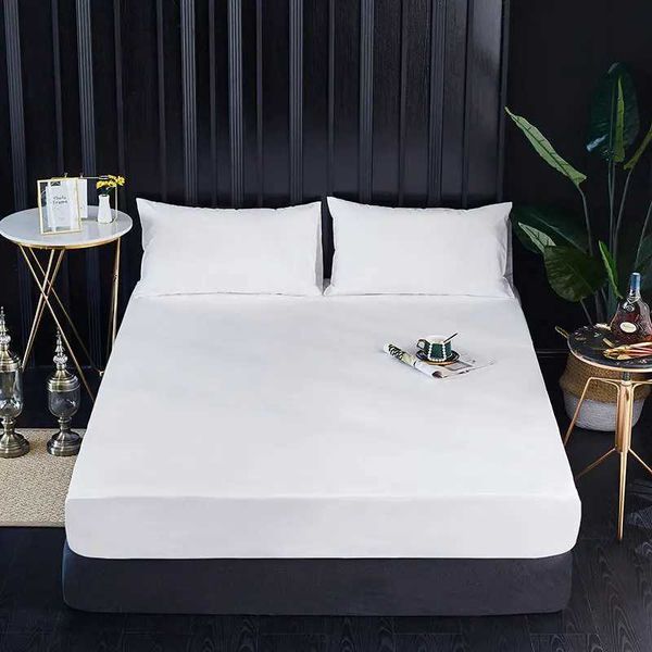 Waterproof elastic-fitted adjustable bed cover with dual-layer protection for mattresses 160x180x200cm W240907