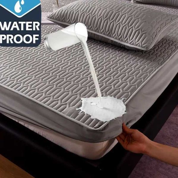 Waterproof thick bed cover in solid color, skin-friendly mattress protector for large double beds, sizes 90x200, 140x200, 180x200cm