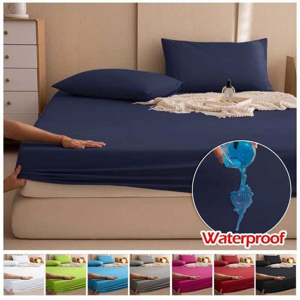 Water-resistant, soft, and breathable mattress protector with a solid color design, machine washable for easy care