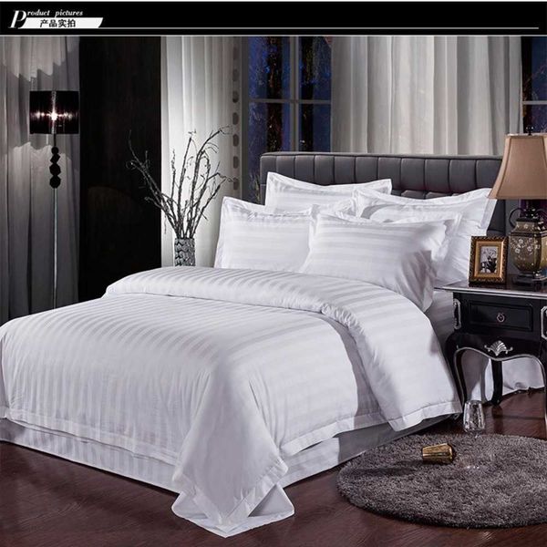 White Streak Hotel offers queen and king size 4-piece bedding sets with solid color duvet covers and cotton sheets for guest rooms and home textiles