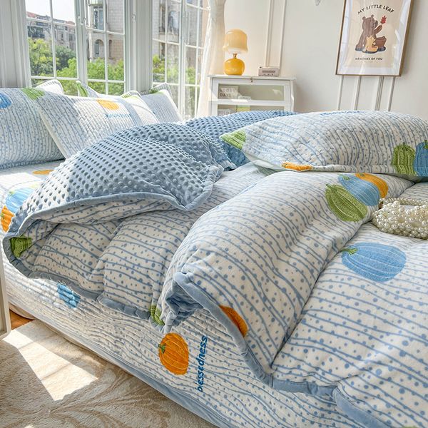 Winter Milk Fleece Thickened Warm Padded Duvet Cover