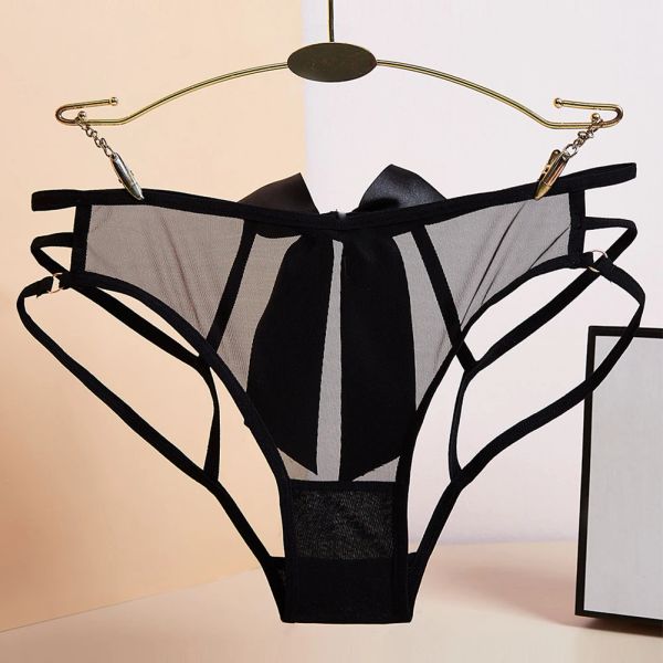 Women's sheer mesh briefs with bow detailing, a sexy and erotic lingerie option