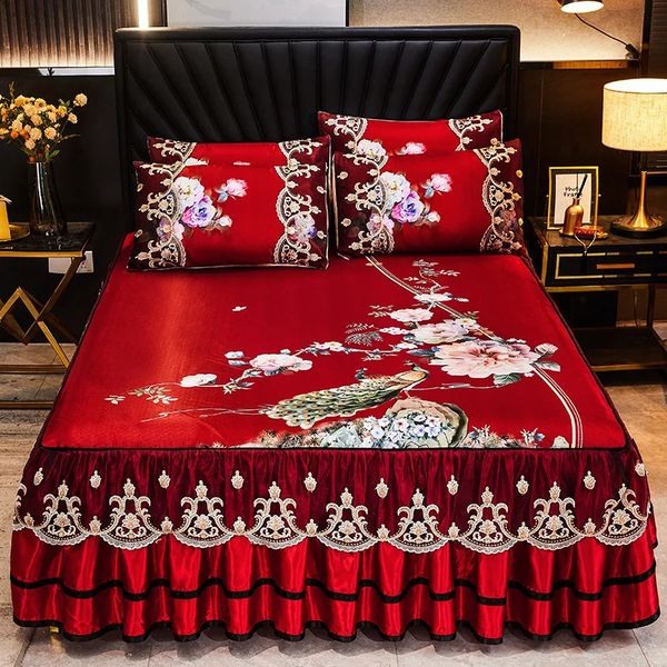 y lace smooth cool summer bed thick home beddingpillowcase bedding European style 240913  

Rewritten:  
Elegant lace summer bedding set with a smooth, cool feel and European design